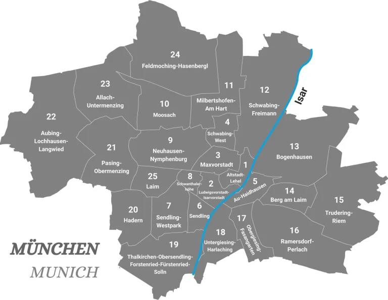 Mehr über den Artikel erfahren Münchens Stadtbezirke im Kurzporträt