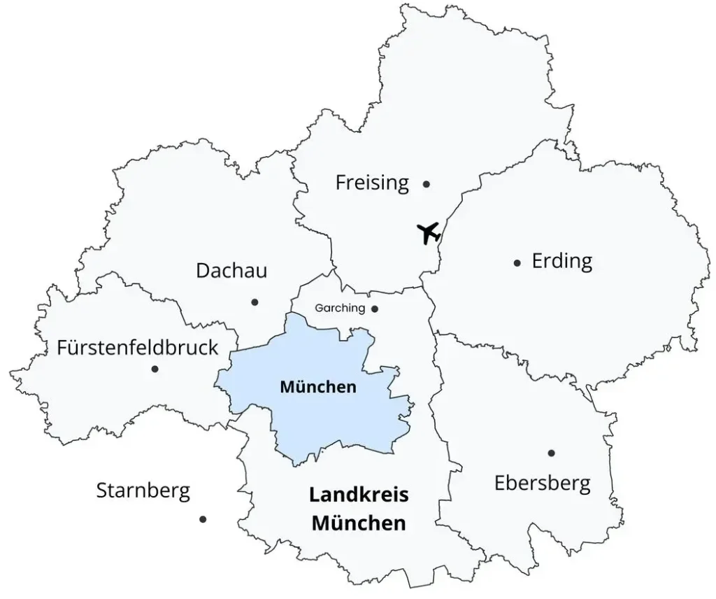 Karte des Münchner Umlands