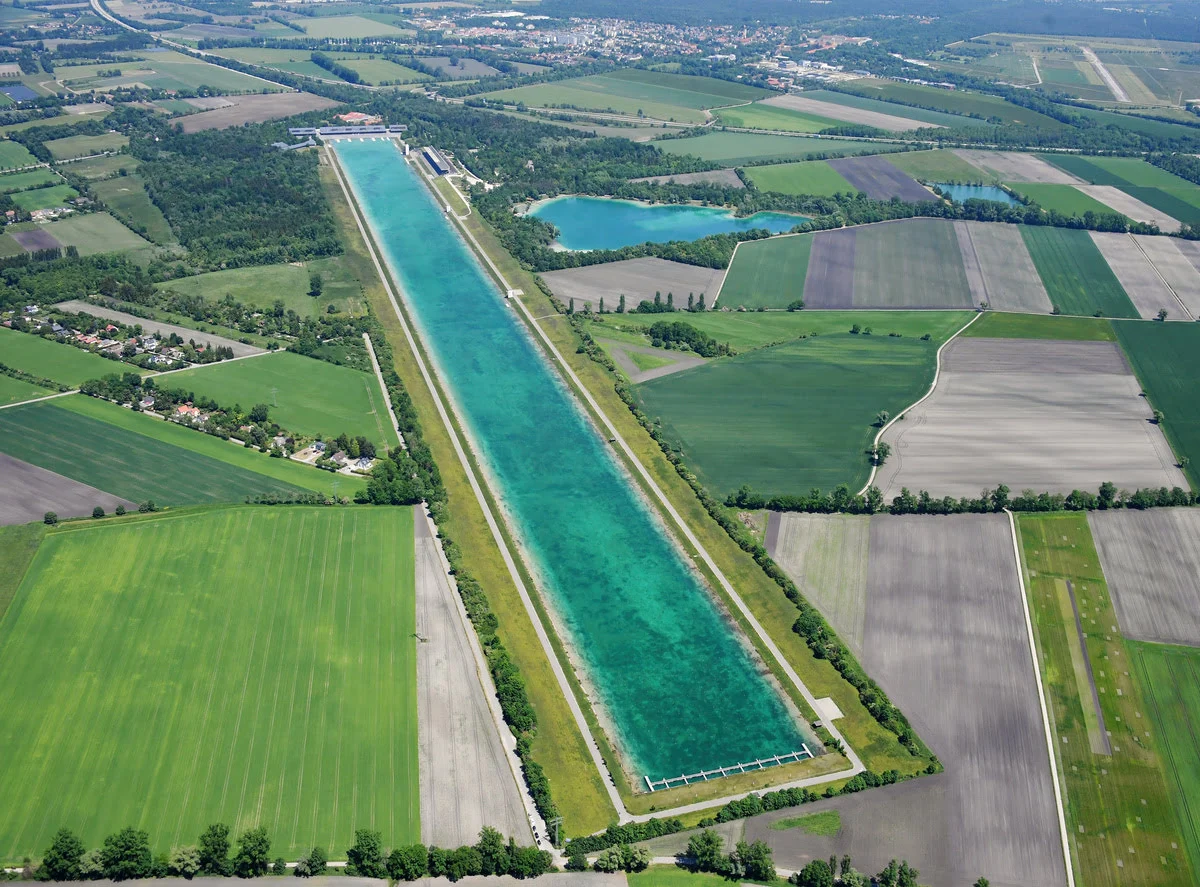 Luftbild der Regattastrecke Oberschleißheim